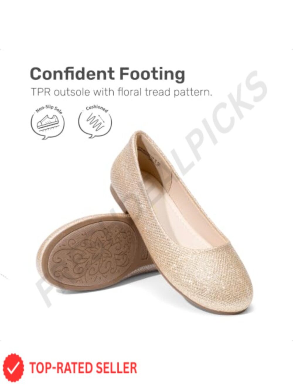 Girls Ballet Flats Dress Shoes PU Insole TPR Outsole Round Toe - Picture 5 of 6